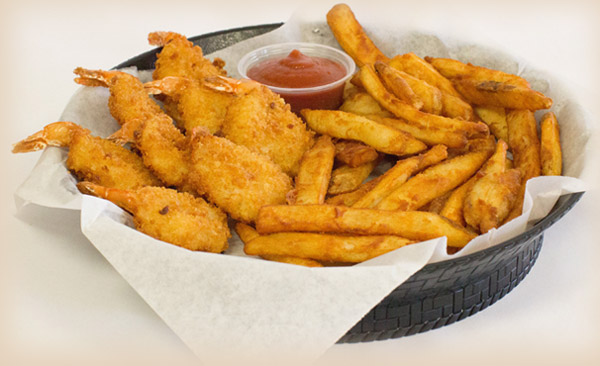 Breaded shrimp and fries